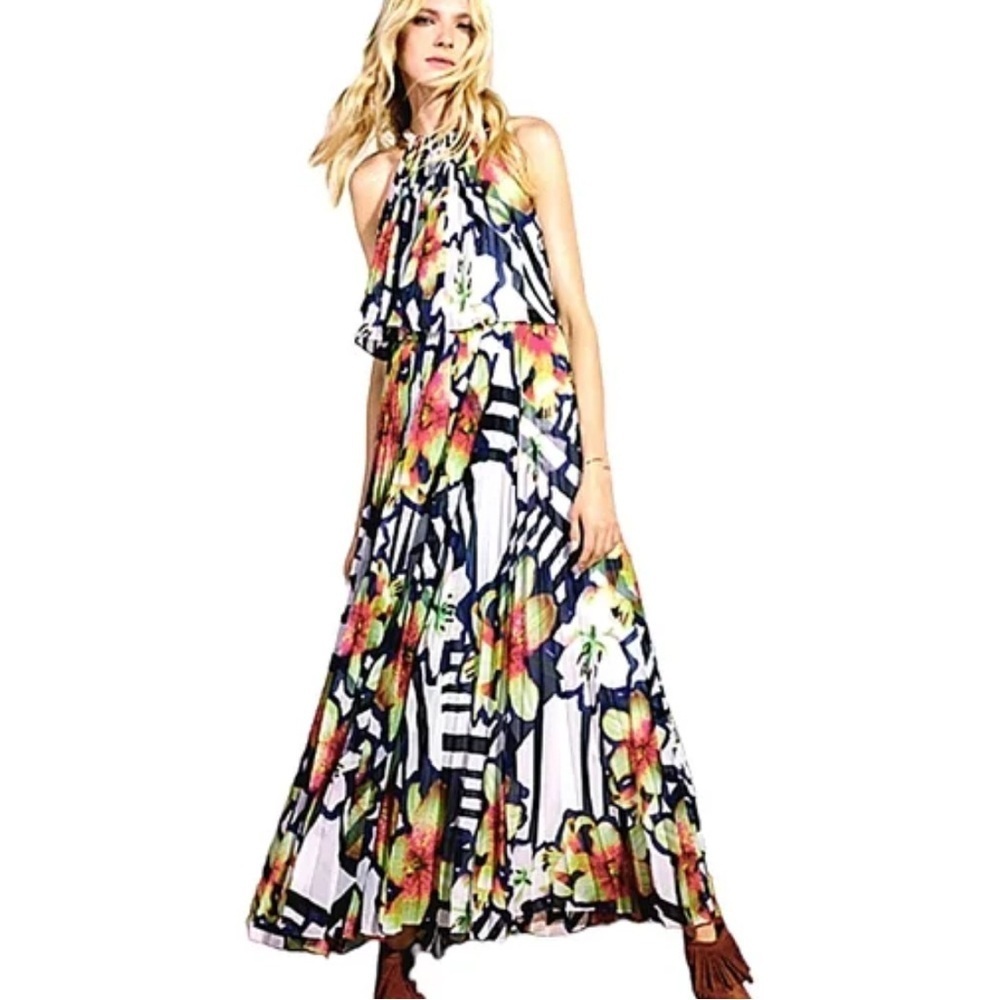 Karen Millen Orchid Floral Halter Maxi Dress Size 12